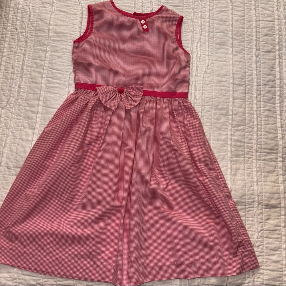 Mom & Me pink gingham sleeveless dress with bow detail girl 7